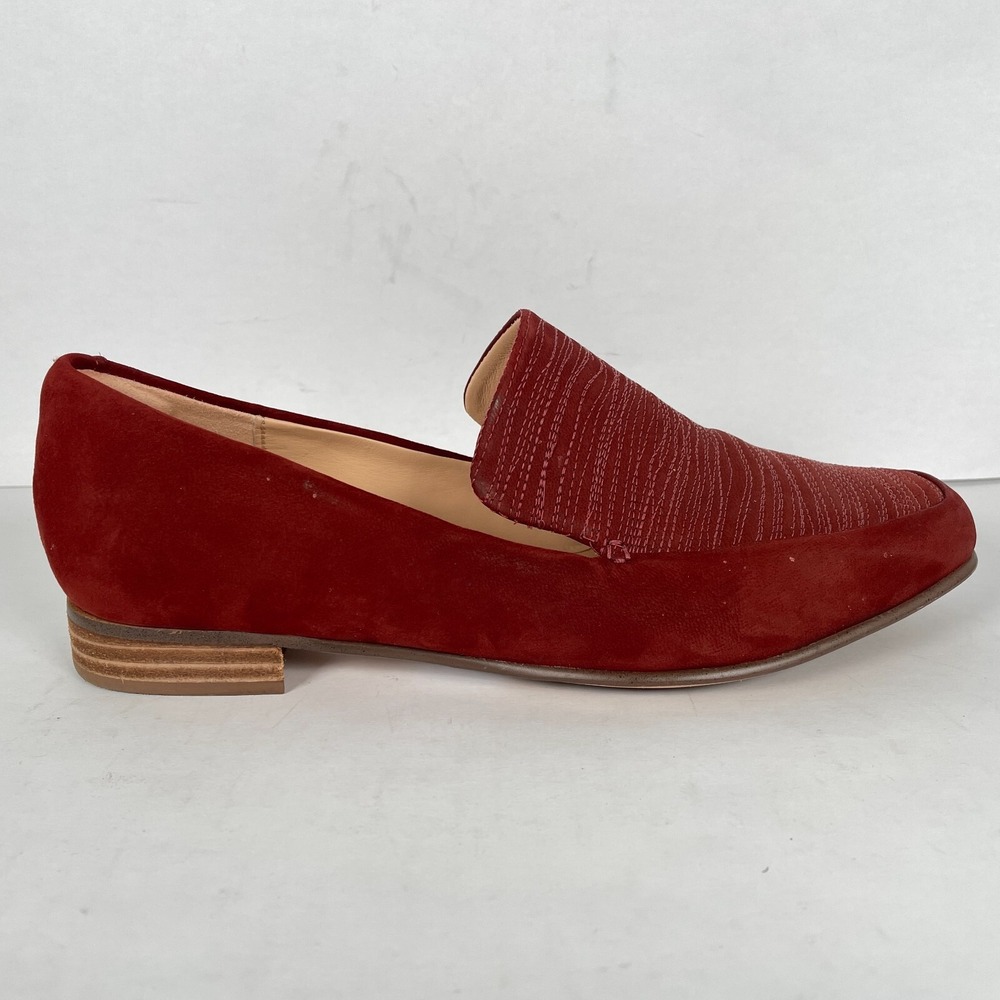 Clarks Pure Sense Loafers Womens Size 6.5 M Rust Red Nubuck Slip On Casual Shoes